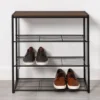4 Tier Shoe Rack Black Metal With Walnut Wood - Brightroom™ -Home Storage GUEST cf06b7f4 5689 4304 b846 3f24676f2c19