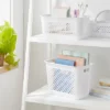 Narrow Large Decorative Plastic Bin White - Brightroom™: Modern Storage With Cut-Out Handles, 13" Cube Compatible -Home Storage GUEST d2b4bbcd a693 4a36 9505 b5370adb3466