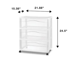3 Drawer Wide Cart White - Brightroom™: Plastic Storage Drawers, Utility Cart With Casters, Portable Universal Storage -Home Storage GUEST d3c78612 44a4 4e30 b173 444395629312