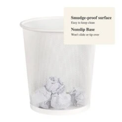 Mesh Waste Basket White - Brightroom™: Steel Indoor Trash Can, Nonslip Base, Fingerprint-Resistant, 3 Gallon Capacity -Home Storage GUEST d9d2dc05 a805 4641 a2fd 2e5098a1fe97