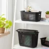 Narrow Medium Decorative Plastic Bin Black - Brightroom™: Modern Storage With Cut-Out Handles, 13" Cube Compatible 2 Narrow Medium Decorative Plastic Bin Black - Brightroom™: Modern Storage With Cut-Out Handles, 13" Cube Compatible -Home Storage GUEST dbd6dc19 4c56 43a3 8b4b 0e93ad3c2212