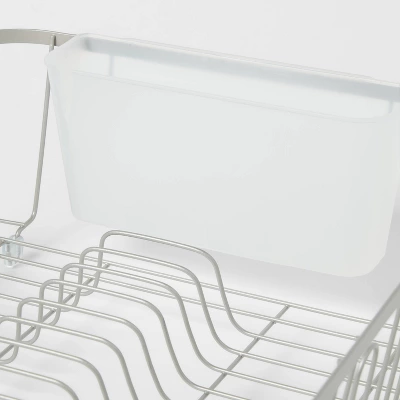 Large Steel Dish Drainer Brushed Nickel - Brightroom™: Freestanding Dish Drying Rack With Utensil Holder 4 Large Steel Dish Drainer Brushed Nickel - Brightroom™: Freestanding Dish Drying Rack With Utensil Holder - Image 2