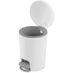 1.6gal Round Step Trash Can - Brightroom™: Compact Pedal-Operated Lid, Small Bathroom Bin, Textured White Finish -Home Storage GUEST e7b7d364 e2e5 4250 831e 4f714ade8431