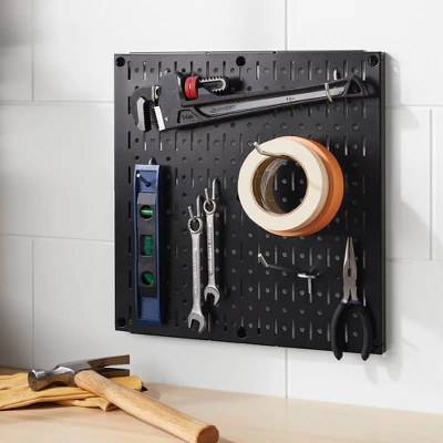 16" Square Metal Pegboard - Brightroom™: Wall & Garage Storage Organizer, Carbon Steel, Black, 100 Lb Capacity 3 16" Square Metal Pegboard - Brightroom™: Wall & Garage Storage Organizer, Carbon Steel, Black, 100 Lb Capacity