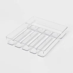 6 Compartment Plastic Drawer Flatware Organizer - Brightroom™: Clear In-Drawer Silverware Tray, Contemporary Style -Home Storage GUEST f88f6ece c51c 4c20 9f4c b4ef10e073ea