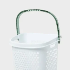 BR Rolling Hamper White With Daydream Green Handles - Brightroom™ -Home Storage GUEST f8b97ce6 be36 49cd 97be 187c78151e6e