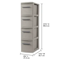 4 Drawer Skinny Tower Dark Gray - Brightroom™: Plastic Storage Drawers, Decorative Organizer, No Assembly Required -Home Storage GUEST fc8bcf60 1bc3 4160 b63d 7756ae196877